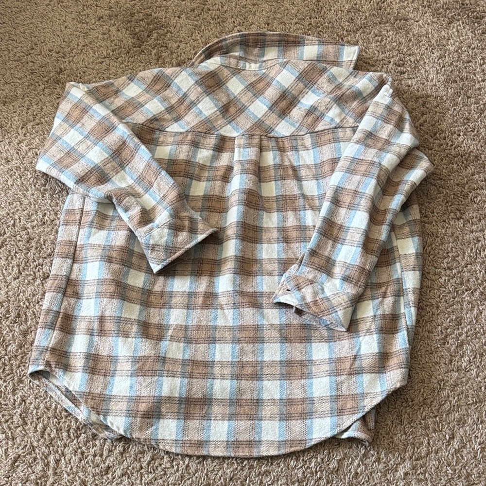 Plaid Button-Up Polyester Jacket - image 2